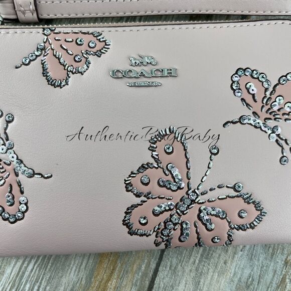 Coach Corner Zip Wristlet Butterfly Print Wallet Bag Purse